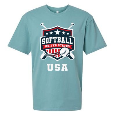 Softball Usa Support The Team Flag Sueded Cloud Jersey T-Shirt