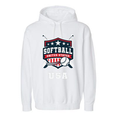 Softball Usa Support The Team Flag Garment-Dyed Fleece Hoodie