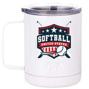 Softball Usa Support The Team Flag 12 oz Stainless Steel Tumbler Cup