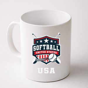 Softball Usa Support The Team Flag Coffee Mug