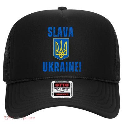 Slava Ukraine High Crown Mesh Back Trucker Hat