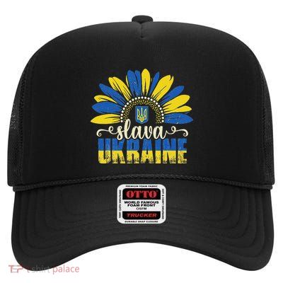 Slava Ukraine High Crown Mesh Back Trucker Hat