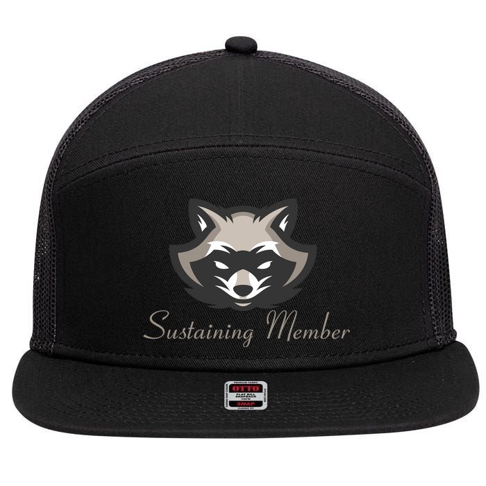 Sustaining Member Funny Raccoon 7 Panel Mesh Trucker Snapback Hat