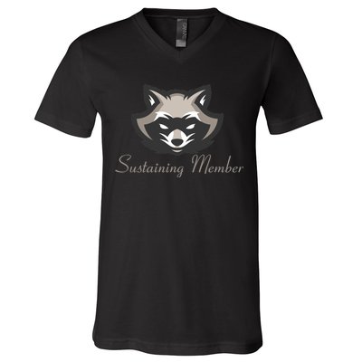 Sustaining Member Funny Raccoon V-Neck T-Shirt