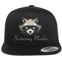 Sustaining Member Funny Raccoon Flat Bill Trucker Hat