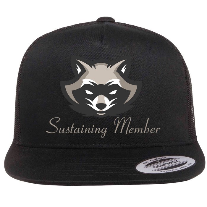Sustaining Member Funny Raccoon Flat Bill Trucker Hat