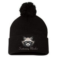 Sustaining Member Funny Raccoon Pom Pom 12in Knit Beanie