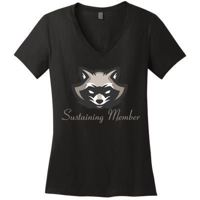 Sustaining Member Funny Raccoon Women's V-Neck T-Shirt