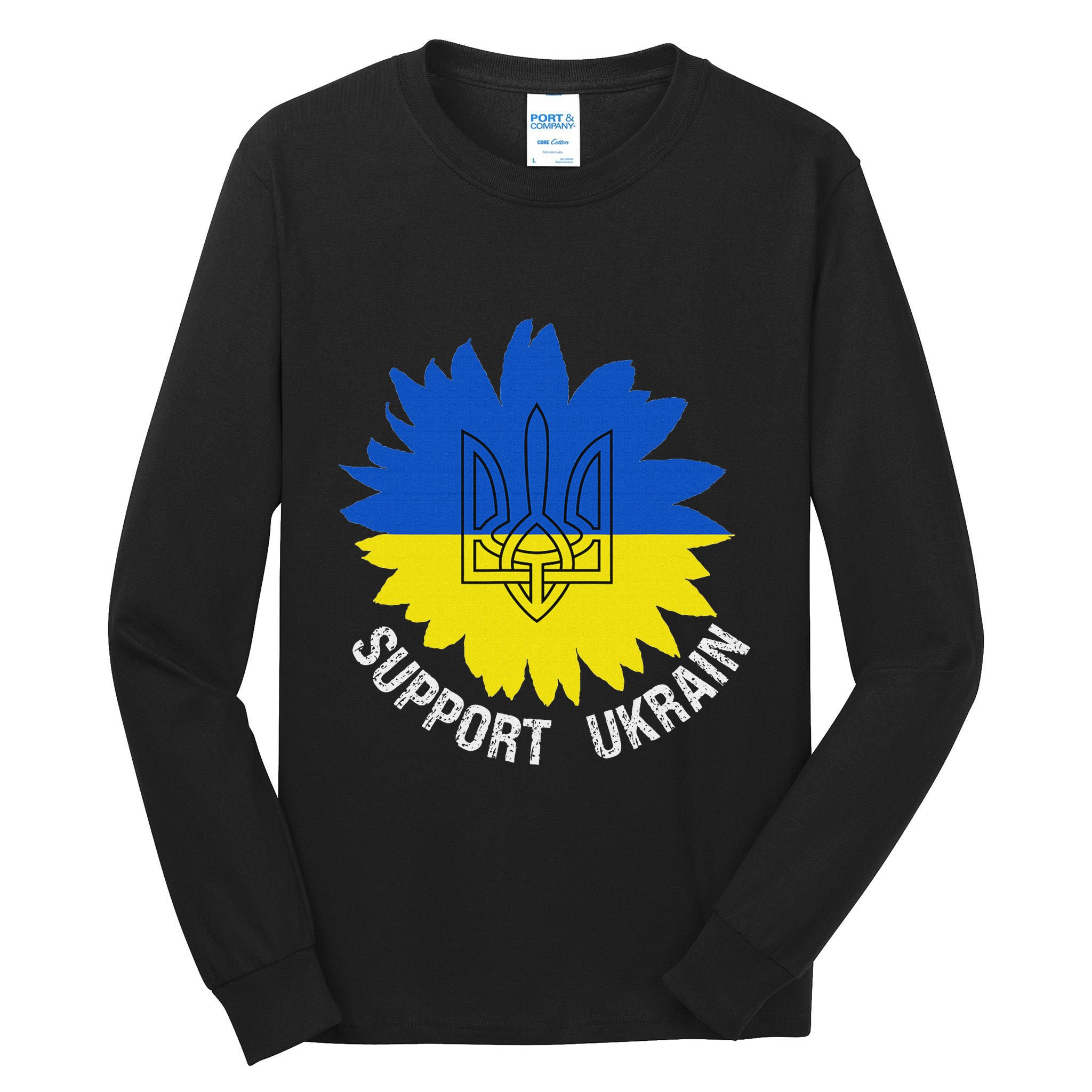 Support Ukraine Trident Cultural Pride Awareness Unity Tall Long Sleeve T-Shirt