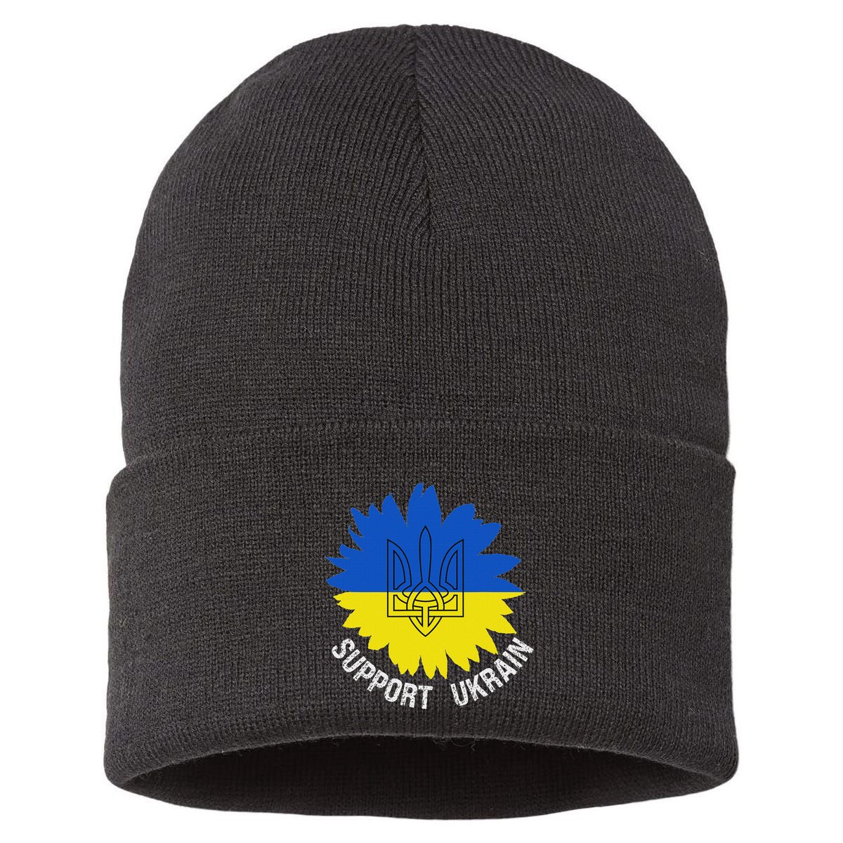 Support Ukraine Trident Cultural Pride Awareness Unity Sustainable Knit Beanie