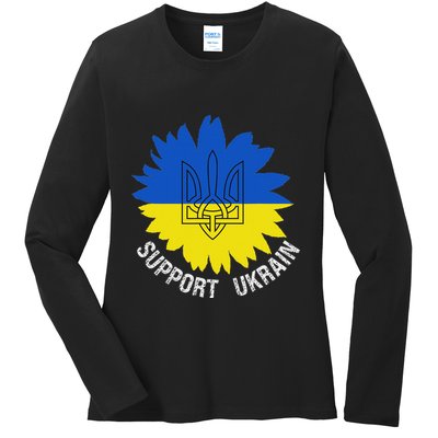 Support Ukraine Trident Cultural Pride Awareness Unity Ladies Long Sleeve Shirt