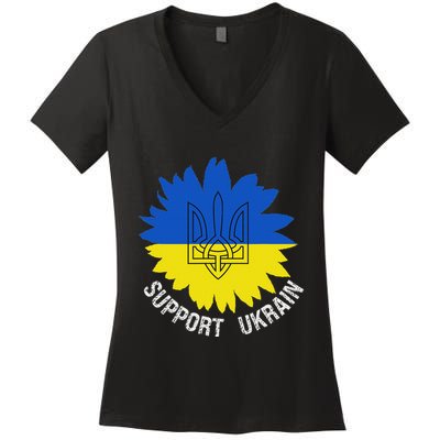Support Ukraine Trident Cultural Pride Awareness Unity Women's V-Neck T-Shirt