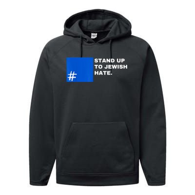 Stand Up To Jewish Hate Blue Square Support Israel Performance Fleece Hoodie