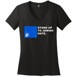 Stand Up To Jewish Hate Blue Square Support Israel Women's V-Neck T-Shirt