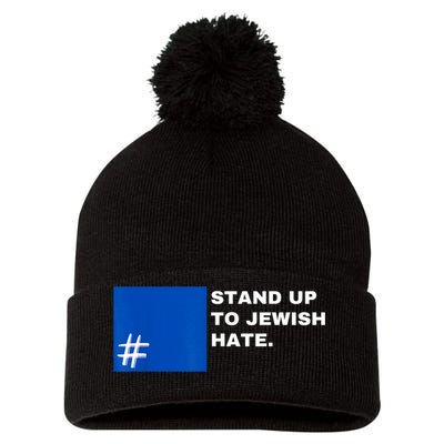 Stand Up To Jewish Hate Blue Square Support Israel Pom Pom 12in Knit Beanie