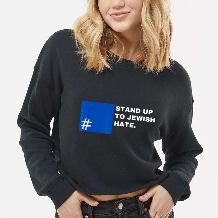 Stand Up To Jewish Hate Blue Square Support Israel Cropped Pullover Crew