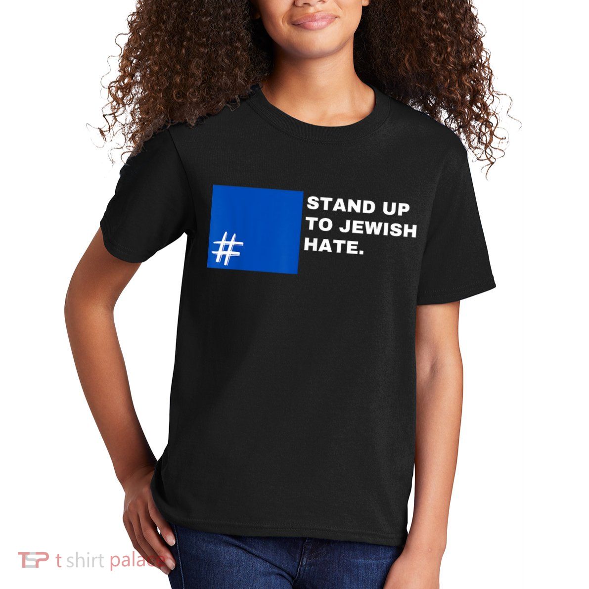 Stand Up To Jewish Hate Blue Square Support Israel Kids T-Shirt