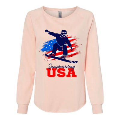 Snowboarding Usa Team American Flag Snowboard Sport Lover Womens California Wash Sweatshirt