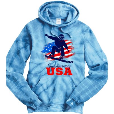 Snowboarding Usa Team American Flag Snowboard Sport Lover Tie Dye Hoodie