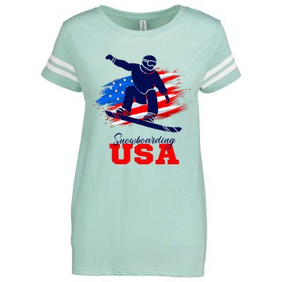 Snowboarding Usa Team American Flag Snowboard Sport Lover Enza Ladies Jersey Football T-Shirt