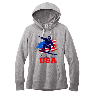 Snowboarding Usa Team American Flag Snowboard Sport Lover Women's Fleece Hoodie