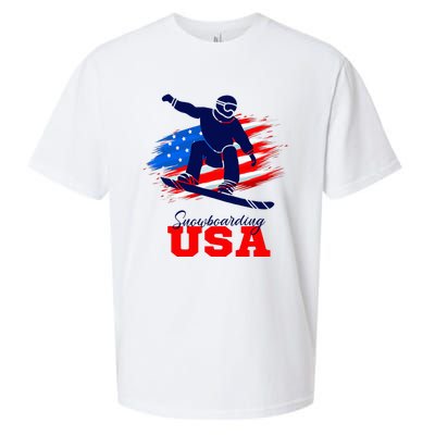 Snowboarding Usa Team American Flag Snowboard Sport Lover Sueded Cloud Jersey T-Shirt