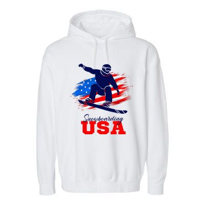 Snowboarding Usa Team American Flag Snowboard Sport Lover Garment-Dyed Fleece Hoodie