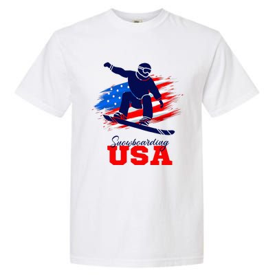 Snowboarding Usa Team American Flag Snowboard Sport Lover Garment-Dyed Heavyweight T-Shirt