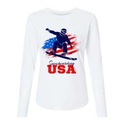 Snowboarding Usa Team American Flag Snowboard Sport Lover Womens Cotton Relaxed Long Sleeve T-Shirt