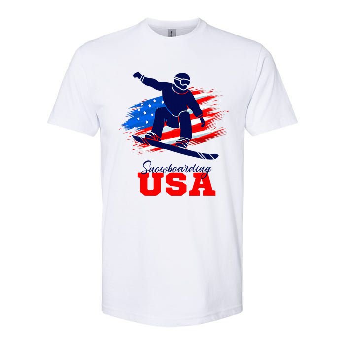 Snowboarding Usa Team American Flag Snowboard Sport Lover Softstyle CVC T-Shirt