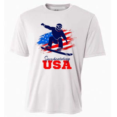 Snowboarding Usa Team American Flag Snowboard Sport Lover Cooling Performance Crew T-Shirt