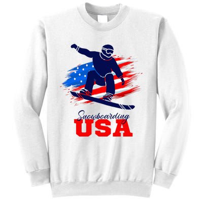 Snowboarding Usa Team American Flag Snowboard Sport Lover Sweatshirt