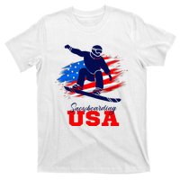 Snowboarding Usa Team American Flag Snowboard Sport Lover T-Shirt