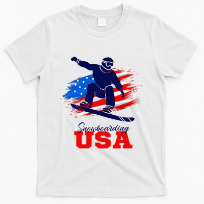 Snowboarding Usa Team American Flag Snowboard Sport Lover T-Shirt