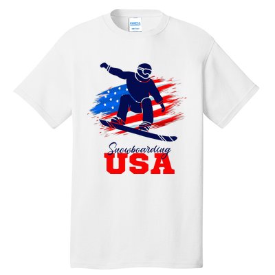 Snowboarding Usa Team American Flag Snowboard Sport Lover Tall T-Shirt