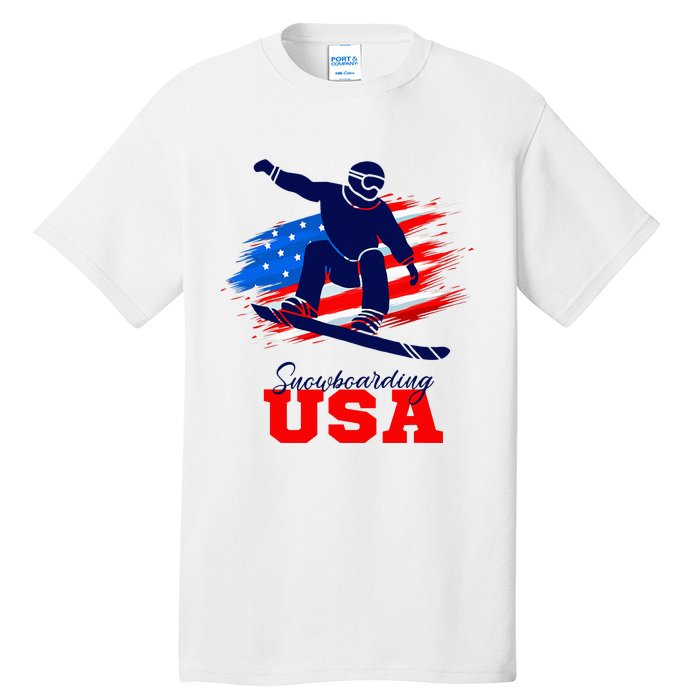 Snowboarding Usa Team American Flag Snowboard Sport Lover Tall T-Shirt