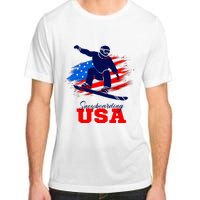 Snowboarding Usa Team American Flag Snowboard Sport Lover Adult ChromaSoft Performance T-Shirt