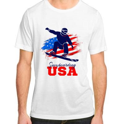 Snowboarding Usa Team American Flag Snowboard Sport Lover Adult ChromaSoft Performance T-Shirt