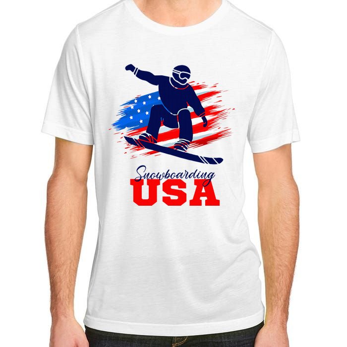 Snowboarding Usa Team American Flag Snowboard Sport Lover Adult ChromaSoft Performance T-Shirt