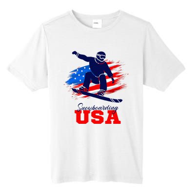 Snowboarding Usa Team American Flag Snowboard Sport Lover Tall Fusion ChromaSoft Performance T-Shirt