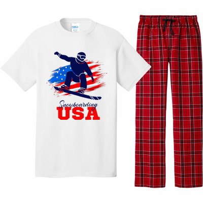 Snowboarding Usa Team American Flag Snowboard Sport Lover Pajama Set