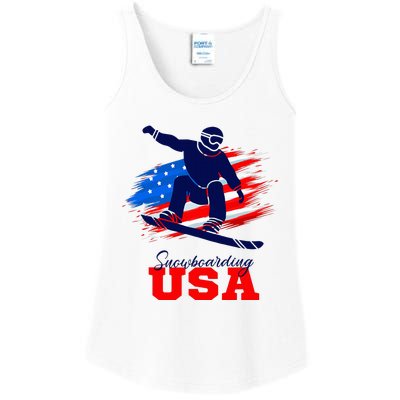 Snowboarding Usa Team American Flag Snowboard Sport Lover Ladies Essential Tank