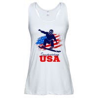 Snowboarding Usa Team American Flag Snowboard Sport Lover Ladies Essential Flowy Tank