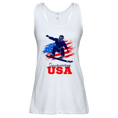 Snowboarding Usa Team American Flag Snowboard Sport Lover Ladies Essential Flowy Tank