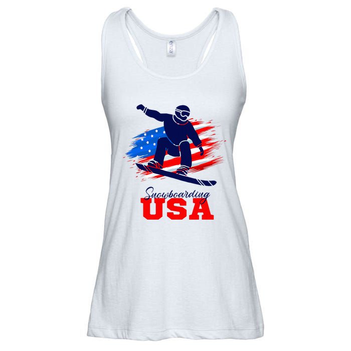 Snowboarding Usa Team American Flag Snowboard Sport Lover Ladies Essential Flowy Tank