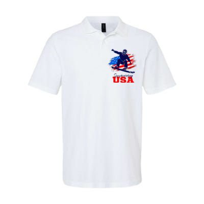 Snowboarding Usa Team American Flag Snowboard Sport Lover Softstyle Adult Sport Polo