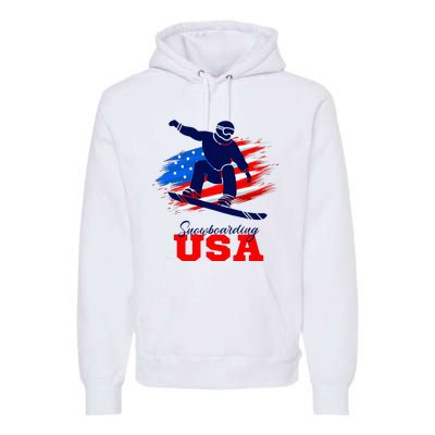 Snowboarding Usa Team American Flag Snowboard Sport Lover Premium Hoodie