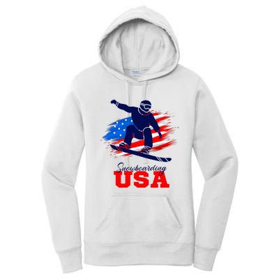 Snowboarding Usa Team American Flag Snowboard Sport Lover Women's Pullover Hoodie