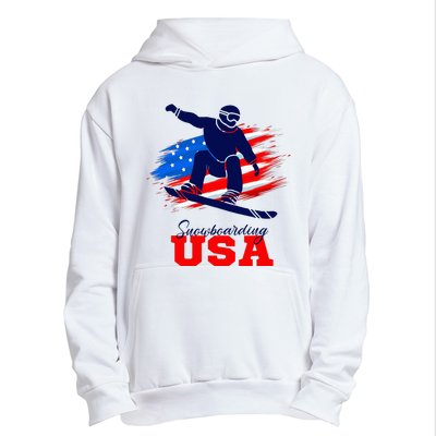 Snowboarding Usa Team American Flag Snowboard Sport Lover Urban Pullover Hoodie