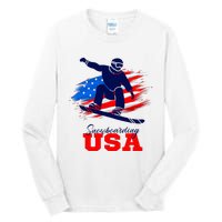 Snowboarding Usa Team American Flag Snowboard Sport Lover Tall Long Sleeve T-Shirt